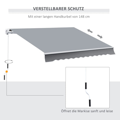 Outsunny Klemmmarkise 395cm – Balkon Sonnenschutz Weiss-Grau