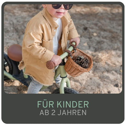 Bandits & Angels Laufrad Metall mit Weidenkorb - Vintage grün