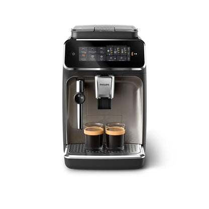 Philips 3300 Series Kaffeevollautomat EP3326/90 Schwarzchrom. Schwarzchromfarben. Bereitet vollautomatisch Kaffeespezialitäten.