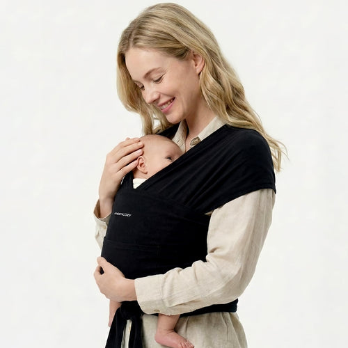 Momcozy Elastisches Babytragetuch ab Geburt, 3,6–15 kg, Schwarz