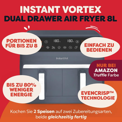 Instant Pot Vortex Dual Heissluftfritteuse 8 l Trüffelgrau