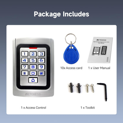 Retekess T-AC04 Zutrittskontrolle mit RFID-Tastatur, 125 kHz, IP68
