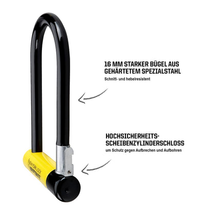 Kryptonite New York Bügelschloss – Schwarz, 10x20cm