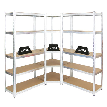 PROREGAL Mega Deal Eckregal Ragnar Steckregal Set - 3-tlg. Verzinkt. Verzinktes Eckregal-Set zur effektiven Lagerung in Ecken.