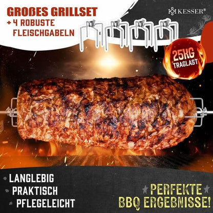 KESSER® elektrischer Edelstahl Grillspieß Set 107cm für Weber Spirit