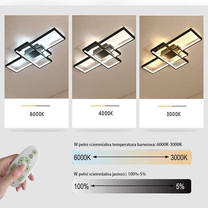 MQW Moderne Geometrische LED Deckenleuchte Dimmbar Wohnzimmer – Schwarz L80cm