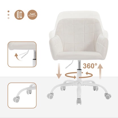 WOLTU Bürostuhl Drehstuhl ergonomisch - Samt Cremeweiss
