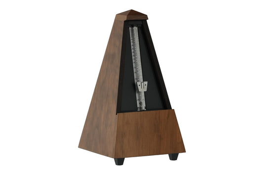 Wittner Metronom Taktell 810 - Nussbaum matt mit Glocke. Pyramidenförmiges Metronom. Erzeugt einstellbaren Taktschlag zur Tempo-Kontrolle beim Musiküben.