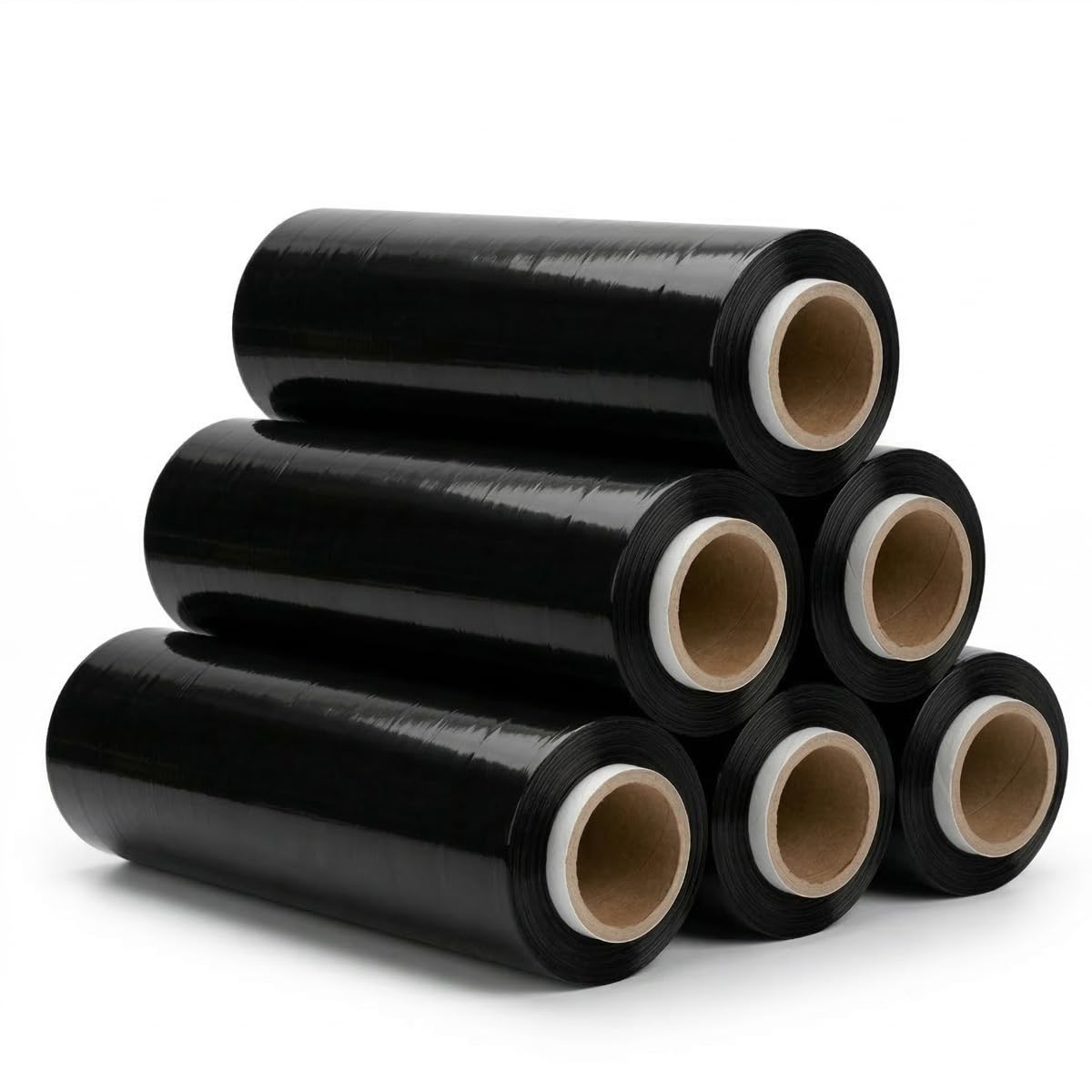 Beste-Folie Stretchfolie schwarz blickdicht 23 µm 500 mm 6 Rollen – LLDPE-Handfolie zur Palettensicherung