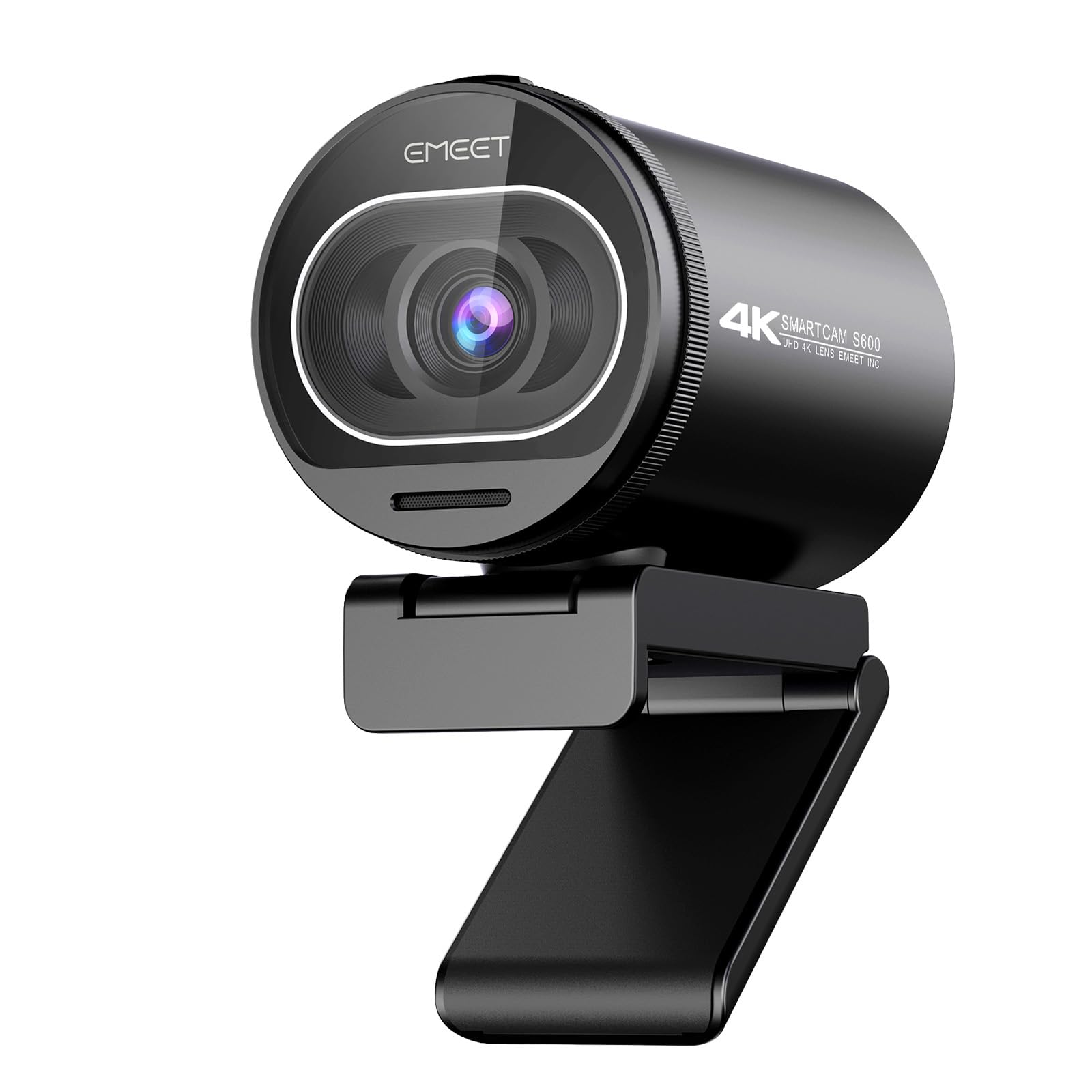 EMEET 4K S600 1080P Webcam mit Mikrofon & Autofokus. Schwarze USB-Webcam erfasst Video und Audio für Videokonferenzen.