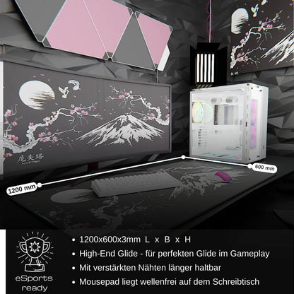 Nyfter Gaming Mauspad Sakura Schwarz - 3XL 1200x600mm