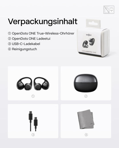 Shokz OpenDots ONE Open-Ear-Kopfhörer Bluetooth, Schwarz