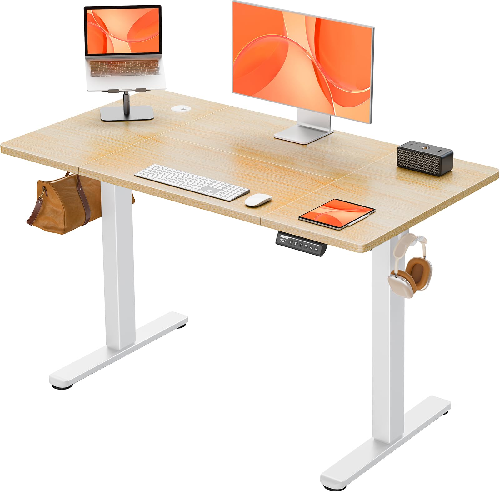 ErGear Elektrischer Höhenverstellbarer Schreibtisch 120x60 cm. Rechteckiger Steh-Sitz-Tisch für ergonomisches Arbeiten im Büro/Homeoffice.