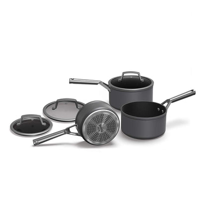 Ninja Foodi ZEROSTICK 3-teiliges Kochtopfset C33000EU Grau, runde Töpfe. Zum Kochen & Braten auf allen Herdarten.