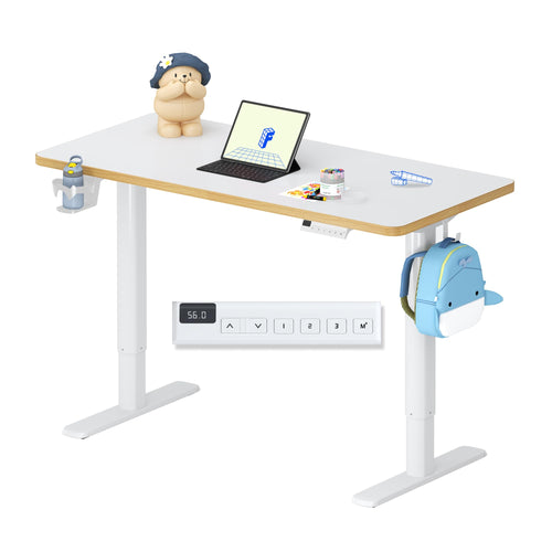 FLEXISPOT Kinderschreibtisch elektrisch höhenverstellbar, 110 x 52 cm mit LED-Höhenanzeige und Getränkehalter