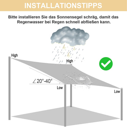 HENG FENG Sonnensegel Rechteckig – 3.5x4.5m Wasserdicht Sand