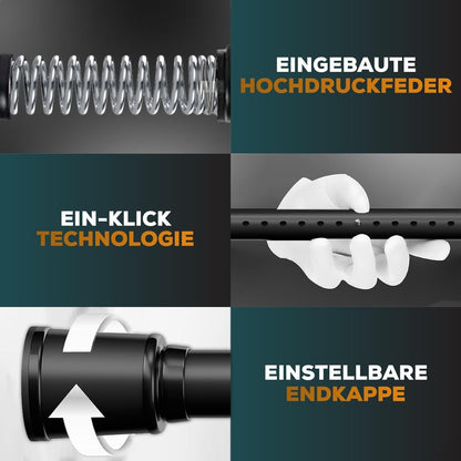 MEISENBERG Klemmstange für Gardinen 370-420 cm, schwarz, Ø 32 mm