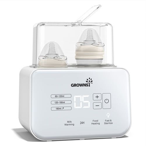 Grownsy Flaschenwärmer 9-in-1 mit Sterilisator und LCD-Display für zwei Flaschen