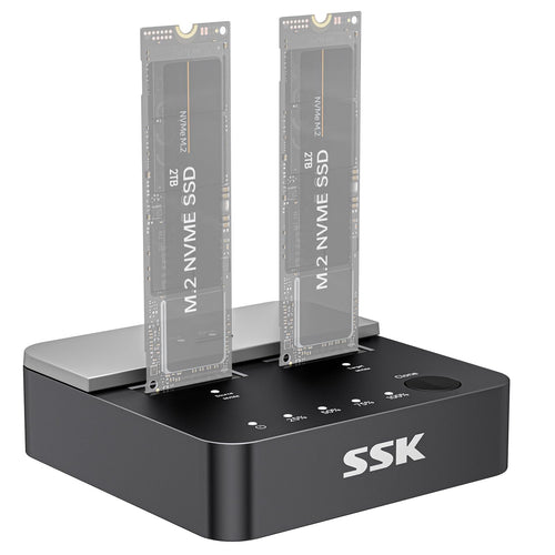 SSK Festplatten Docking Station Dual Bay NVMe M.2 SSD 20Gbps