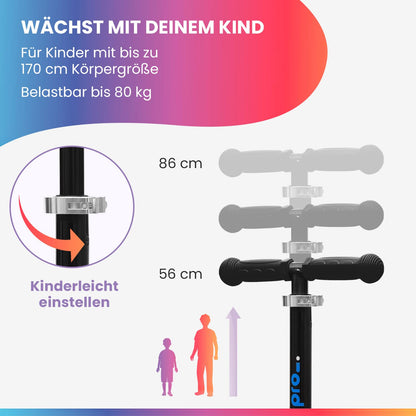 fun pro Two Kinder Tretroller – LED Räder, faltbar, ab 6 Jahre