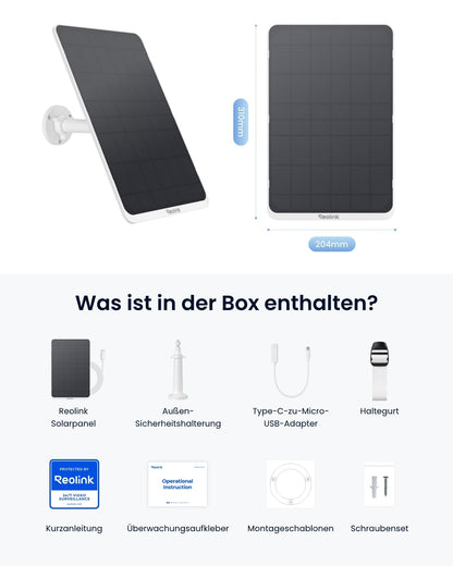 Reolink Solar Panel 3 – 12 W Solarpanel für Akku-Aussenkameras, IP65