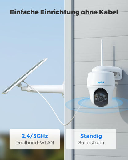Reolink Argus PT 5MP PTZ Solar Kamera Aussen - mit Solarpanel