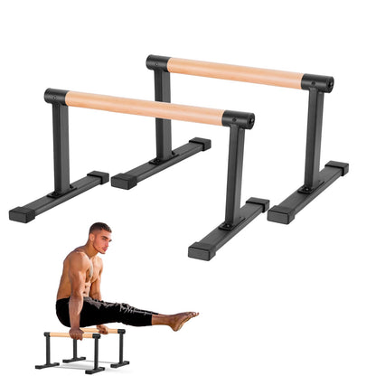 Premium Parallettes Holz gross – Calisthenics Liegestützgriffe: Zwei Holzbarren für tiefere Liegestütze und Calisthenics-Workouts.