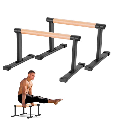 Premium Parallettes Holz gross – Calisthenics Liegestützgriffe: Zwei Holzbarren für tiefere Liegestütze und Calisthenics-Workouts.