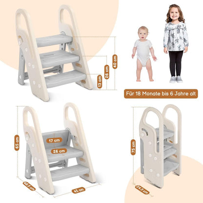 Onasti Tritthocker für Kinder, 2-3 Stufen höhenverstellbar, faltbar