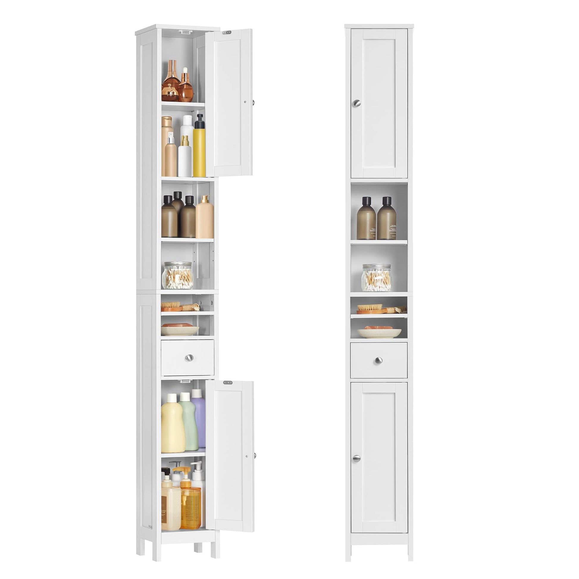 VASAGLE Badezimmerschrank BBC765W01, hoch, schmal, wolkenweiss