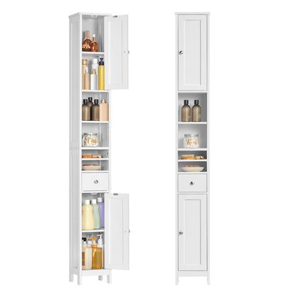 VASAGLE Badezimmerschrank BBC765W01, hoch, schmal, wolkenweiss