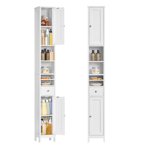 VASAGLE Badezimmerschrank BBC765W01, hoch, schmal, wolkenweiss