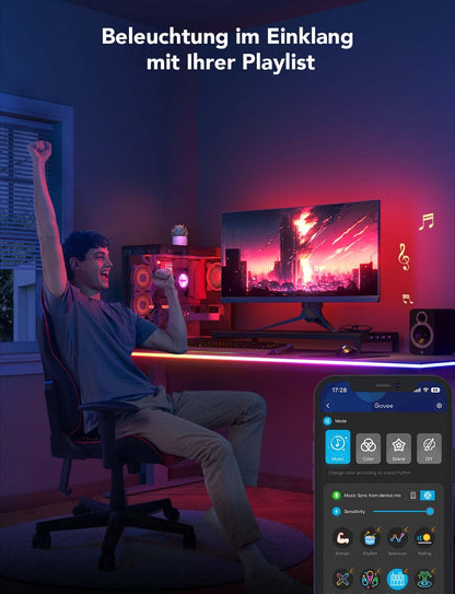 Govee Gaming Neon LED Streifen 3M RGBIC Smart - Blendfrei