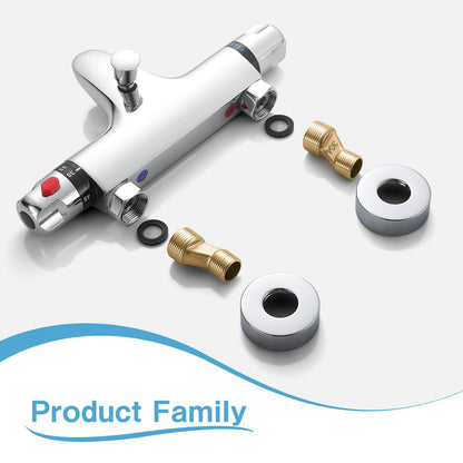 Klassik Thermostat Dusch-/Wannenarmatur Aufputz Chrom 38°C