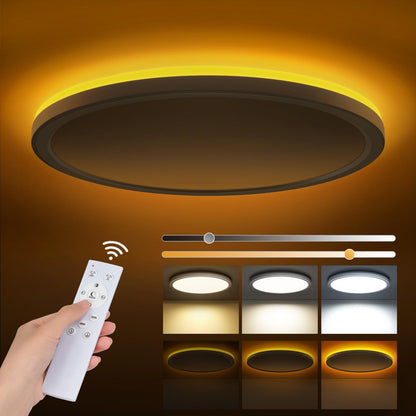 Tyreses LED-Deckenleuchte dimmbar 36W mit Fernbedienung, Ø 40 cm, rundes Deckenpanel für die Raumbeleuchtung