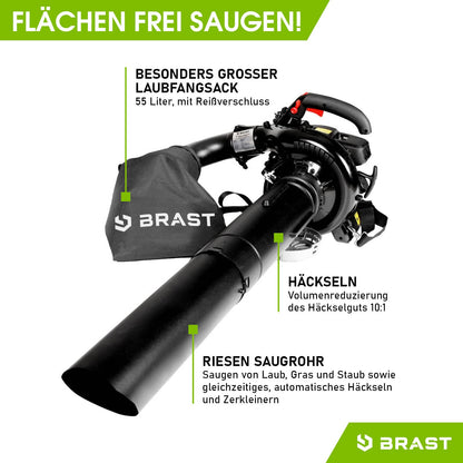 BRAST Laubsauger Laubbläser Benzin – 4in1 Funktion 1,0kW