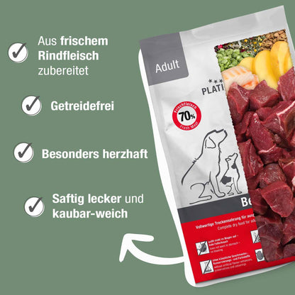 PLATINUM Adult Beef Hundefutter trocken aus Fleischsaftgarung 5 kg