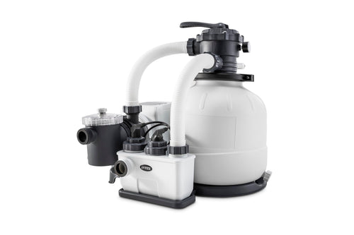Intex 26676 Krystal Clear Sandfilterpumpe mit Salzwassersystem, Gehäuse aus weissem Kunststoff