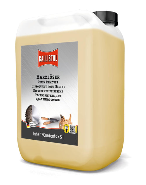 BALLISTOL Harz-Löser 25425 Baumharz-Entferner - 5L Kanister. Weißer, rechteckiger Kunststoffkanister. Löst Baumharz von Lack, Glas und Textilien.
