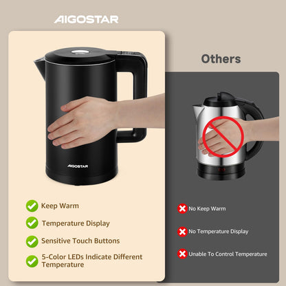 Aigostar Smart Wasserkocher mit Temperatureinstellung, 1,7 L, schwarz