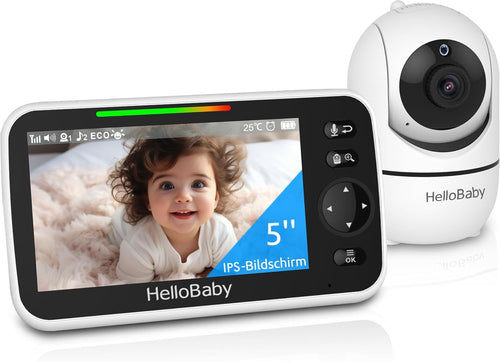 HelloBaby Babyphone mit Kamera HB6550, 5-Zoll-Display, ohne WLAN, Monitor mit schwenkbarer Kamera