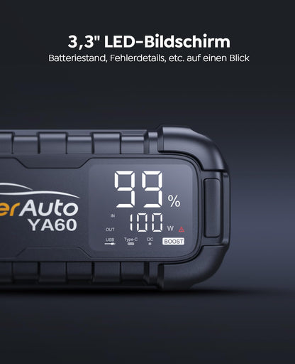 YaberAuto Starthilfegerät 6000A – Powerbank 65W PD