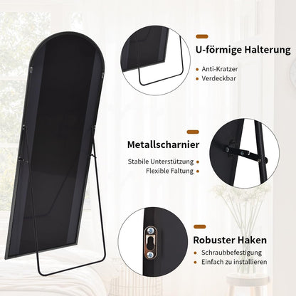 Koonmi Standspiegel Gewölbtes Top 171x76 cm - Schwarz