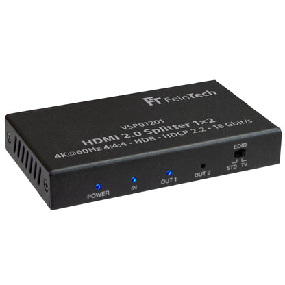 FeinTech VSP01201 HDMI 2.0 Splitter 1 auf 2, 4K 60Hz HDR HDCP 2.2