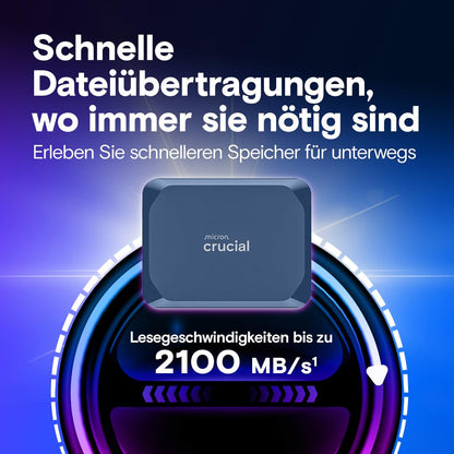 Crucial X10 Externe SSD Festplatte 8TB USB-C - Blau matt
