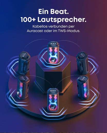 soundcore Rave 3S Party-Lautsprecher mit KI-Karaoke und 2 Mikros