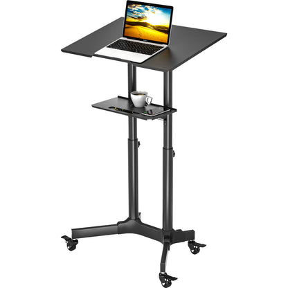 BONTEC Stehpult Laptoptisch – Höhenverstellbar, Rollen, Neigbar