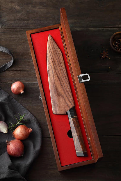XINZUO Kiritsuke Kochmesser Damaststahl – Wüsten-Eisenholzgriff