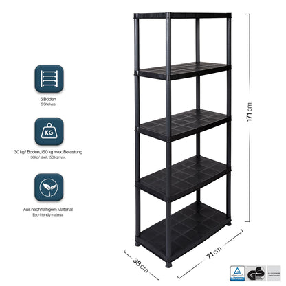 Kreher Spar-Set 2x Kunststoffregal Kellerregal Schwarz – 150 kg