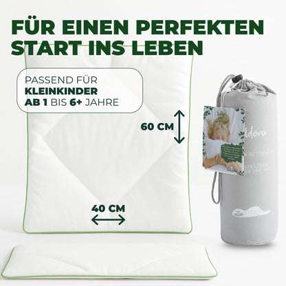 Welldora Kinderkissen 40x60 cm – flach, Baumwollbezug, ab 1 Jahr